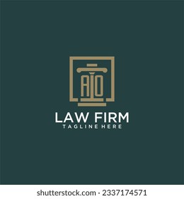 AO initial monogram logo for lawfirm with pillar design in creative square