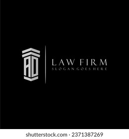 AO initial monogram logo lawfirm with pillar design