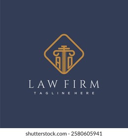 AO initial monogram logo for lawfirm with pillar in creative square design