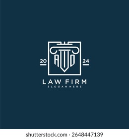 AO initial monogram logo for lawfirm with pillar design in creative square