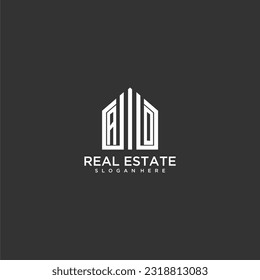 AO initial monogram logo for real estate with home shapes creative design