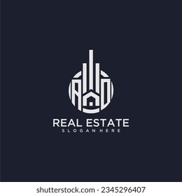 AO initial monogram logo for real estate with creative circle design vector