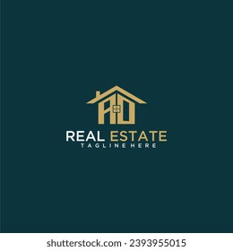 logotipo de monograma inicial de AO para propiedades inmobiliarias con diseño creativo en forma de casa