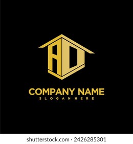 AO initial monogram logo for real estate with creative building style design