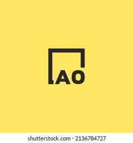 AO initial monogram logo with square style design