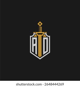 AO initial monogram for shield and sword style image