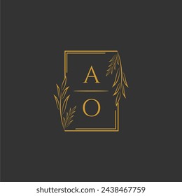 AO initial monogram wedding with creative square line