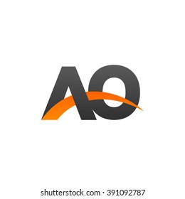 AO initial overlapping swoosh letter logo black orange