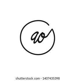 AO initial signature logo. handwriting logo template vector,