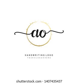 AO initial signature logo. handwriting logo template vector,