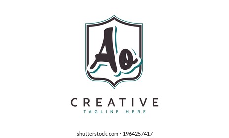AO Initials, handwriting logo vector