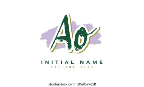 Ao Initials, handwriting logo vector