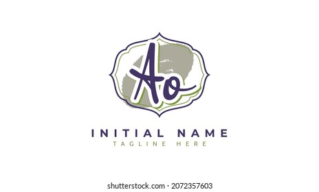 Ao Initials, handwriting logo vector