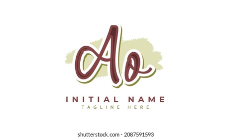 Ao Initials, handwriting logo vector