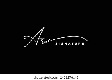 Logo de la firma de escritura a mano. AO Hand dibujó Vector de letras caligráficas. Carta AO inmobiliaria, belleza, diseño de logotipo de carta fotográfica.