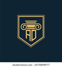 AO Initials Law Firm Logo Lawyer logo with creative law element