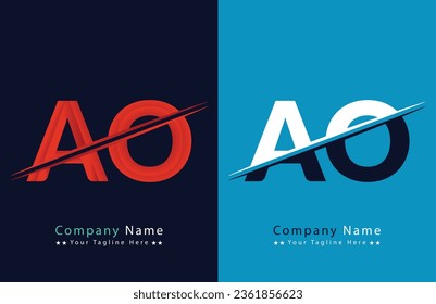 AO letter colorful logo in the circle. Vector Logo Illustration.