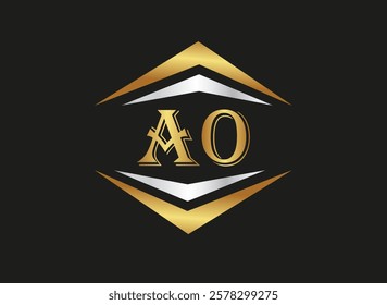 AO Letter company nAOe vector logo design ,AO logo design icon, 
AO letter abstract golden and silver gradient logo design.