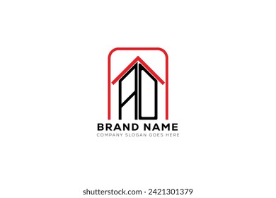 Letra AO diseño de logotipo de vectores inmobiliarios creativos. Concepto de logotipo de letras originales de AO.