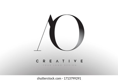 AO ao diseño logotipo logotipo logotipo logotipo logotipo concepto de icono con fuente serif y estilo clásico elegante de imagen vectorial.