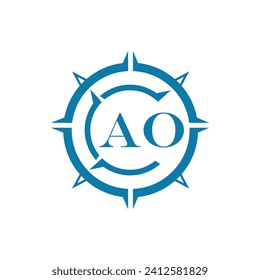 AO letter design. AO letter technology logo design on a white background.