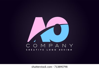 ao letter logo combination alphabet vector creative company icon design template modern  pink blue bold