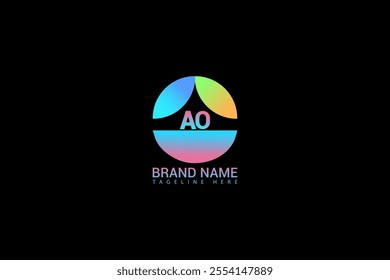 AO letter logo creative design. AO unique design. AO creative initials letter logo concept. AO letter logo design on black background