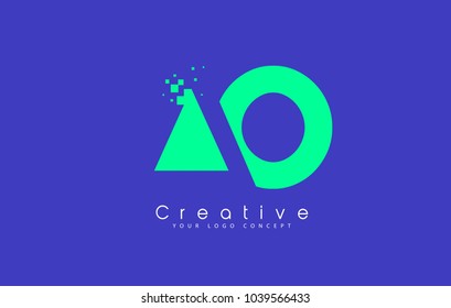 AO Letter Logo Design With Negative Space Concept in Blue and Green Colors Vector