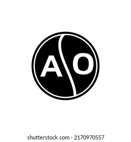 AO letter logo design on black background. AO creative circle letter logo concept. AO letter design.