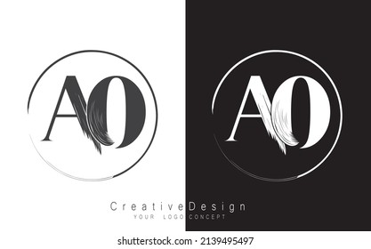 AO letter logo design template vector