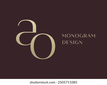 Symboldesign für AO-Buchstaben-Logo. Klassische Luxus Initialen Monogramm.