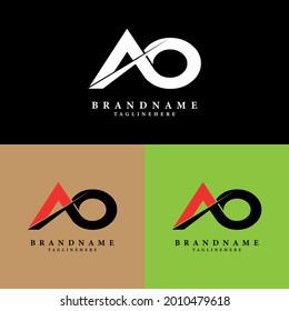 ao letter logo set with three color