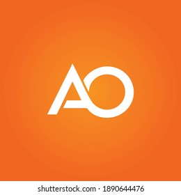 ao letter logo vector design with white color