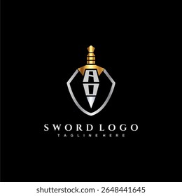 AO carta monograma de luxo para escudo e espada estilo imagem