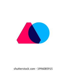 ao letter mark initial overlapping color multiply logo vector icon illustration