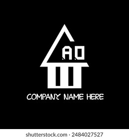 AO letter modern logo design on black color background
