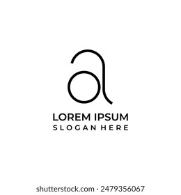 AO letter monogram logo, A letter logo combined with O letter, line art logo style