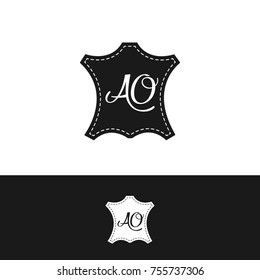 AO letter written on Leather patch designed in vector format.
