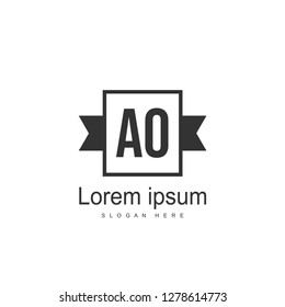 AO Letters Logo Design. Simple and Creative Black Letter Concept Illustration.