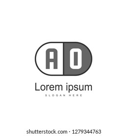 AO Letters Logo Design. Simple and Creative Black Letter Concept Illustration.