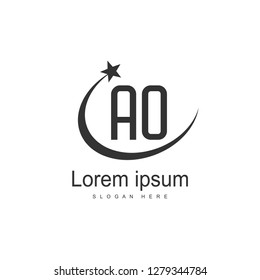 AO Letters Logo Design. Simple and Creative Black Letter Concept Illustration.