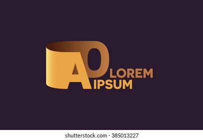 AO letters logo, A and O letters logo alphabet design.