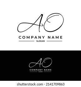 AO letters signature logo, Handwriting logo, Handwritten logo, AO, AO lettering, Letters AO