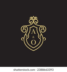 logotipo inicial de línea de AO vintage en un diseño profesional de alta calidad que se imprimirá en cualquier medio de impresión