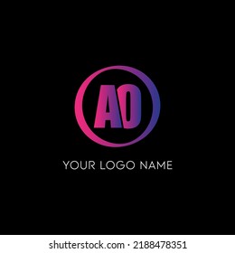 Ao logo design. Initial circle Ao logo letter design with modern creative typography vector template.