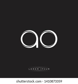 AO Logo Initial Letter Split Lowercase Monogramm Logo schwarzer Hintergrund EPS10