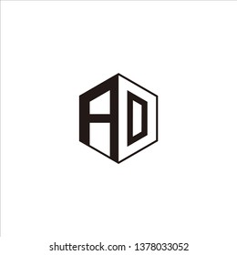 AO Logo Initial Monogram Negative Space Designs Templete with Black color and White Background