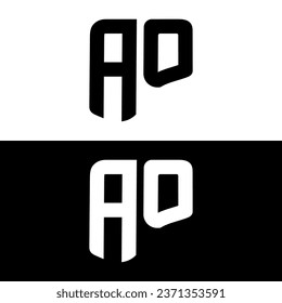 Logo de AO. Diseño del logotipo de la carta AO con color blanco y negro.	
