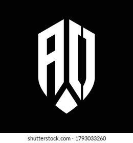 ao logo monogram with emblem shield style design template