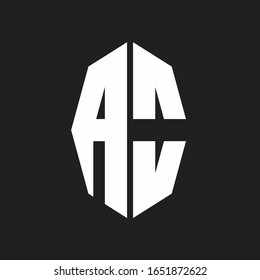 AO Logo monogram with octagonal ribbon style design template